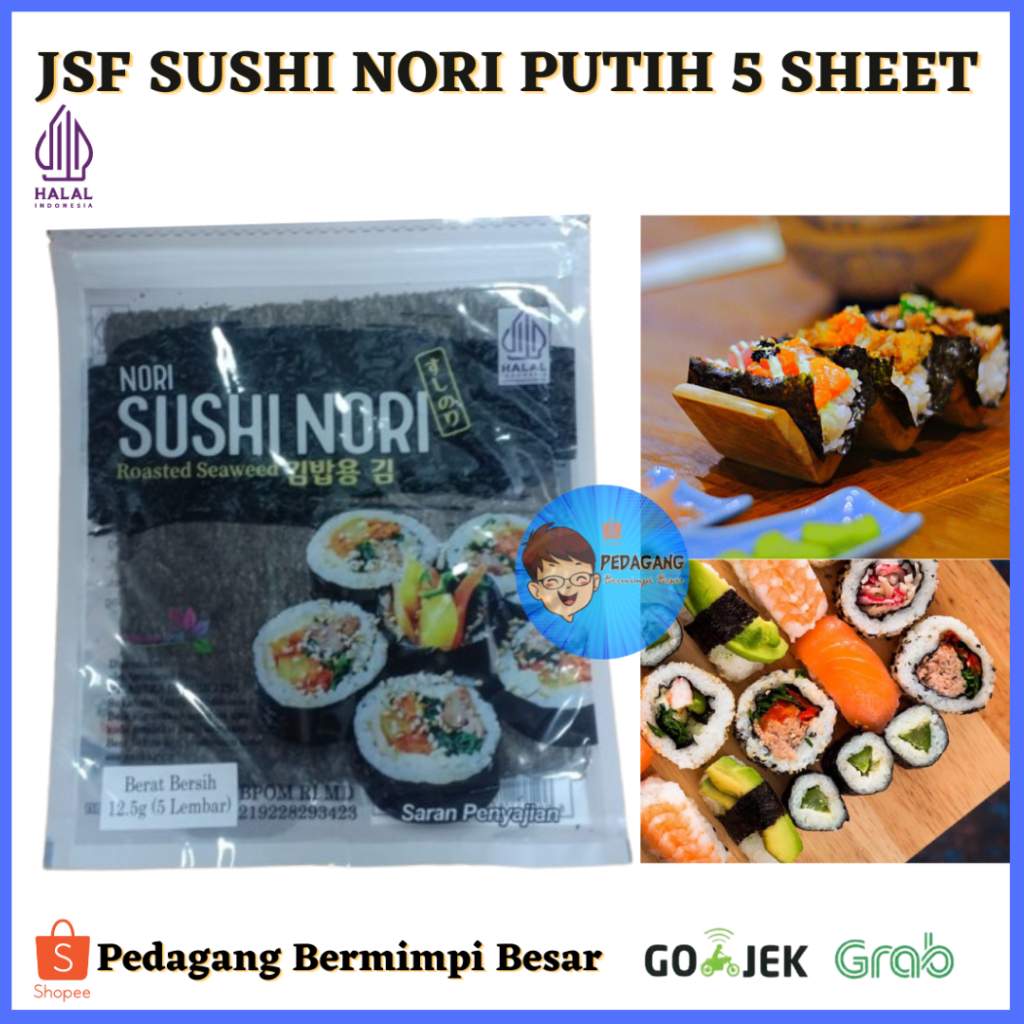 

JSF SUSHI NORI PUTIH 5 SHEET / Sushi Nori Halal / Sushi nori 5 sheet