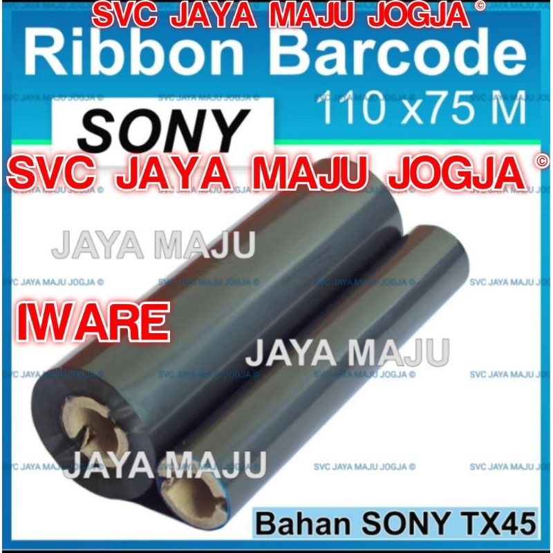 [ IWARE ]  TX45  110 MM  X  75 M   SONY  STANDARD WAX - FACE OUT  ||  CORE  ½" - DOUBLE CORE COAK  |