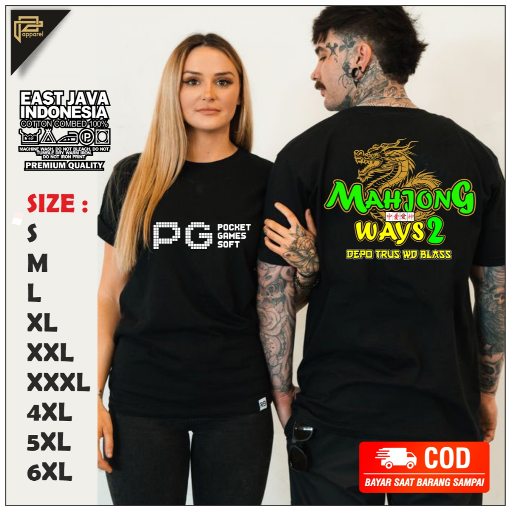 baju kaos MAHJONG WAYS 2 Dragon PG soft pragmatic play game slot bahan adem big size jumbo