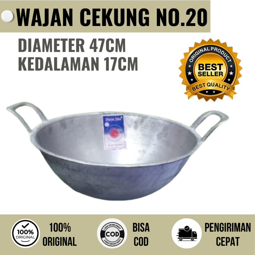 Wajan Cekung NO.20 Kuali Katel Anti Pecah Alumunium