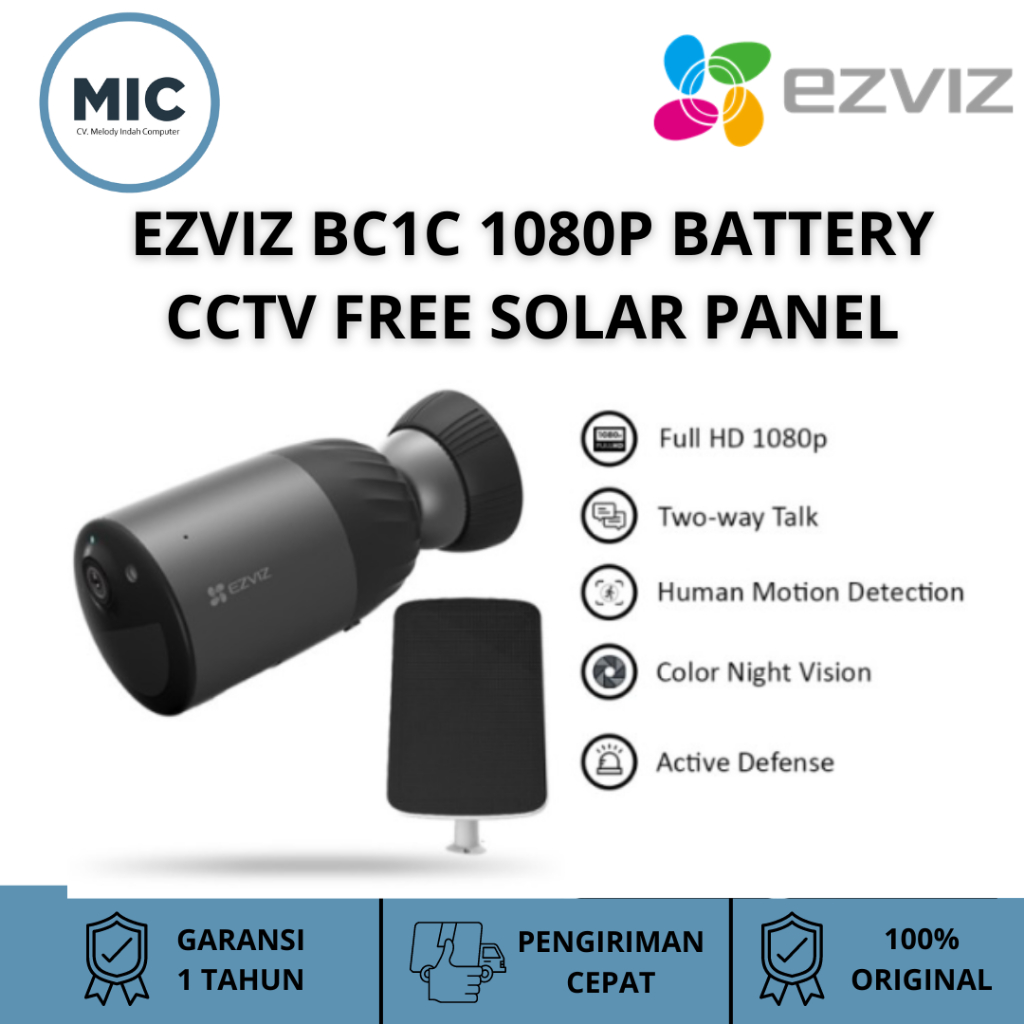 EZVIZ BC1C 1080P BATTERY CCTV FREE SOLAR PANEL