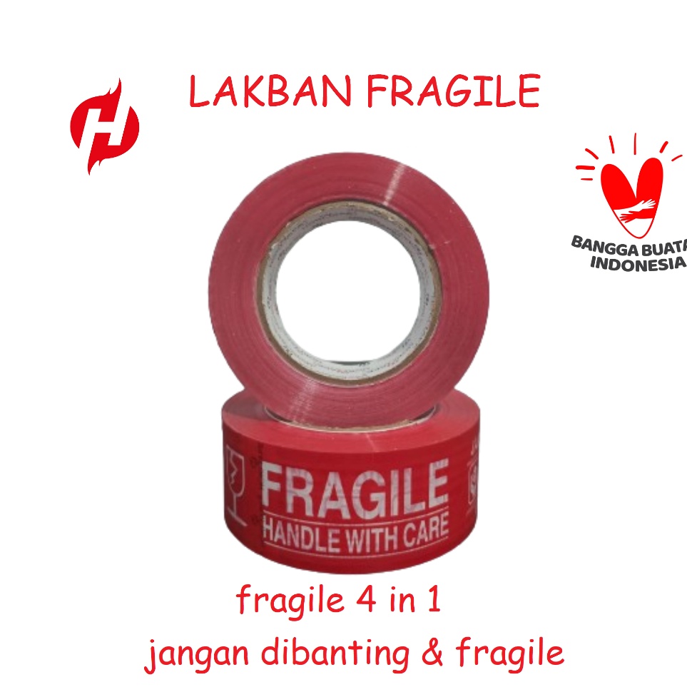 

KODE B66H lakban fragile 45mmx2yard printing HOKI Tape 4 in 133