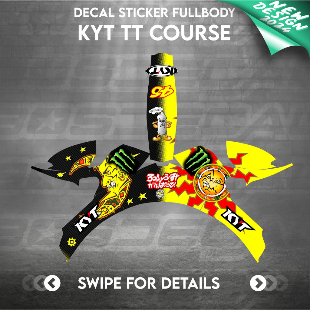 Sticker decal helm KYT TTCOURSE TTC TTCOURSE SUN MOON decal helm decal sticker