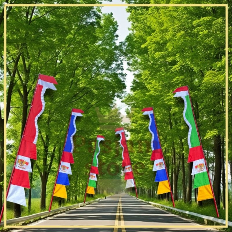 10 Pcs Umbul Umbul Kuda Laut Warna Warni Merah Putih Panjang 2,7 Meter