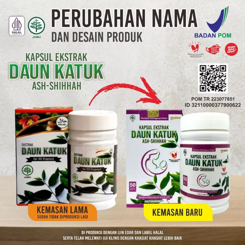 BPOM Kapsul Ekstrak Daun Katuk Ash-Shihhah ORIGINAL// HERBAL NUTRISI IBU MENYUSUI ASI BOOSTER