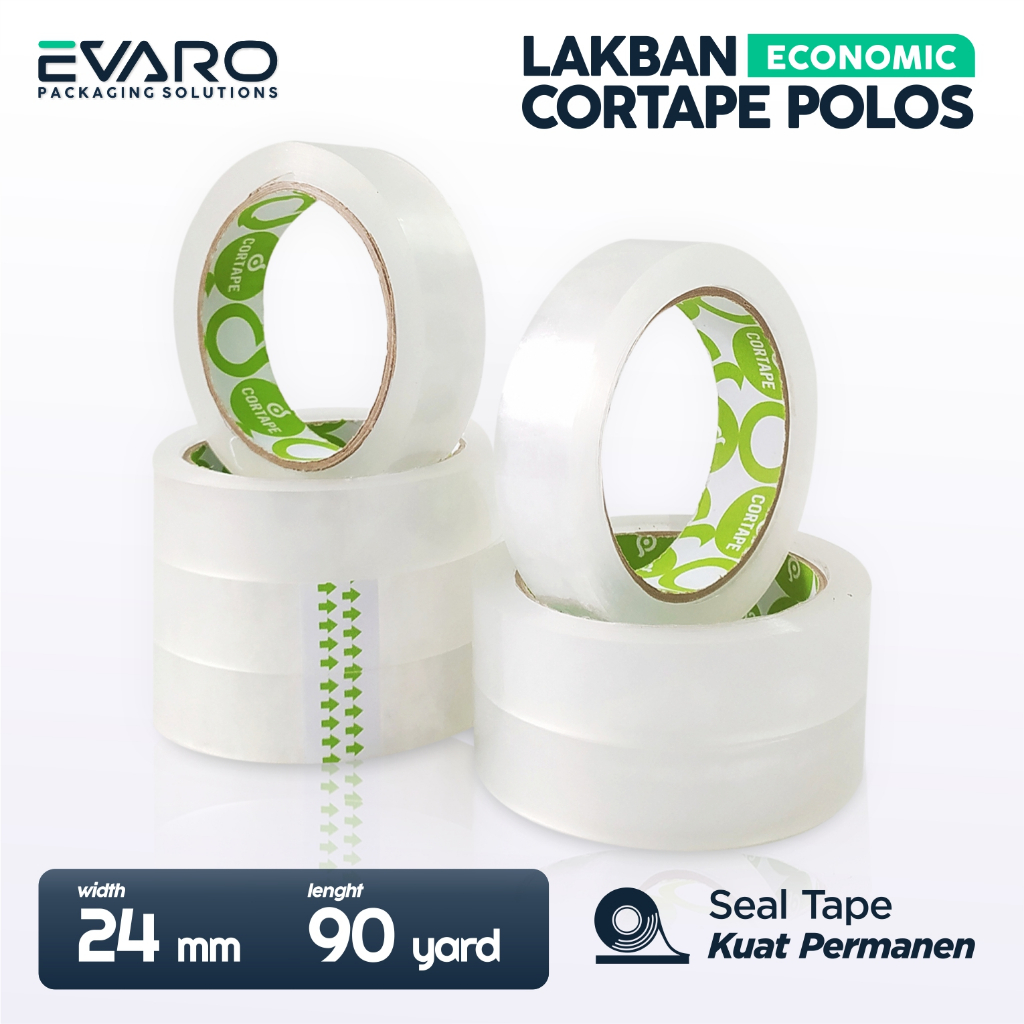 

EVARO - Lakban Bening Clear Tape Isolasi 24mm X 90yard Solasi Bening Kecil