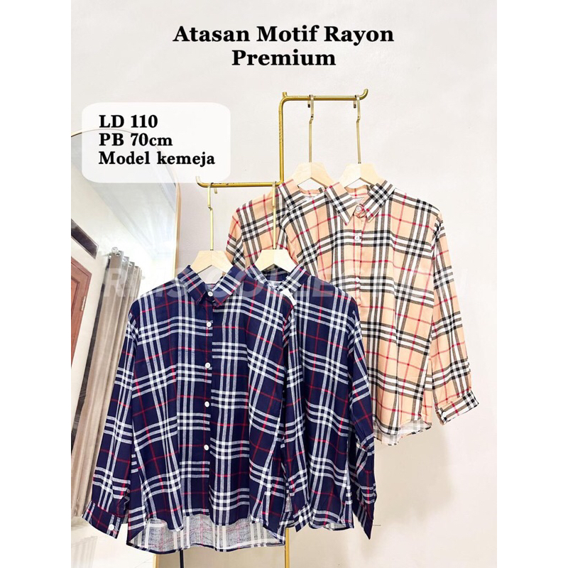 kemeja motif wanita zara premium