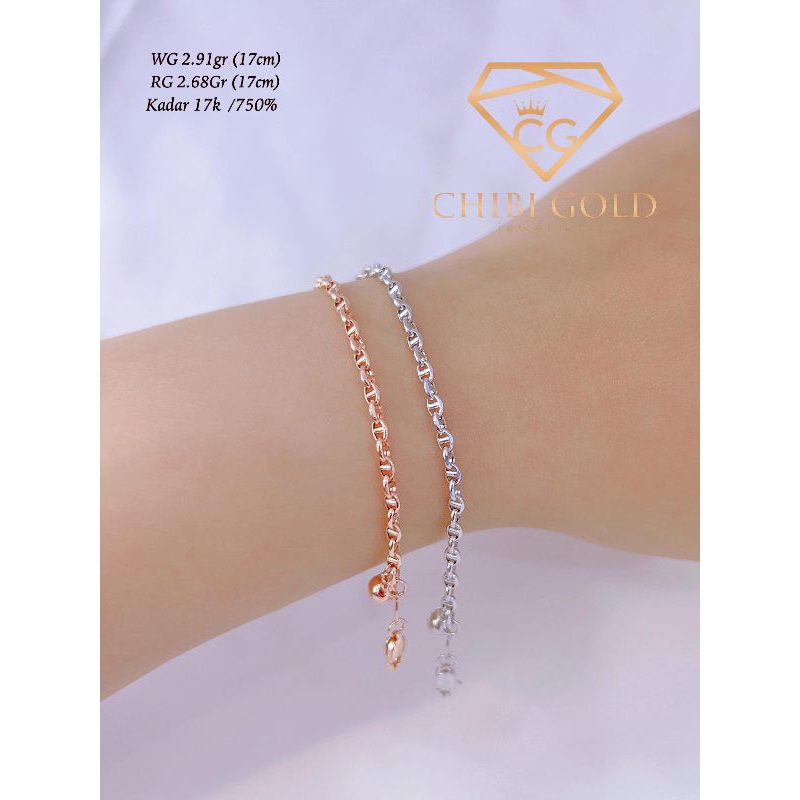 CHIBIGOLD  - Gelang tangan H Gemuk Herme gelang tangan H emas 750 kadar 17k - Chibigold