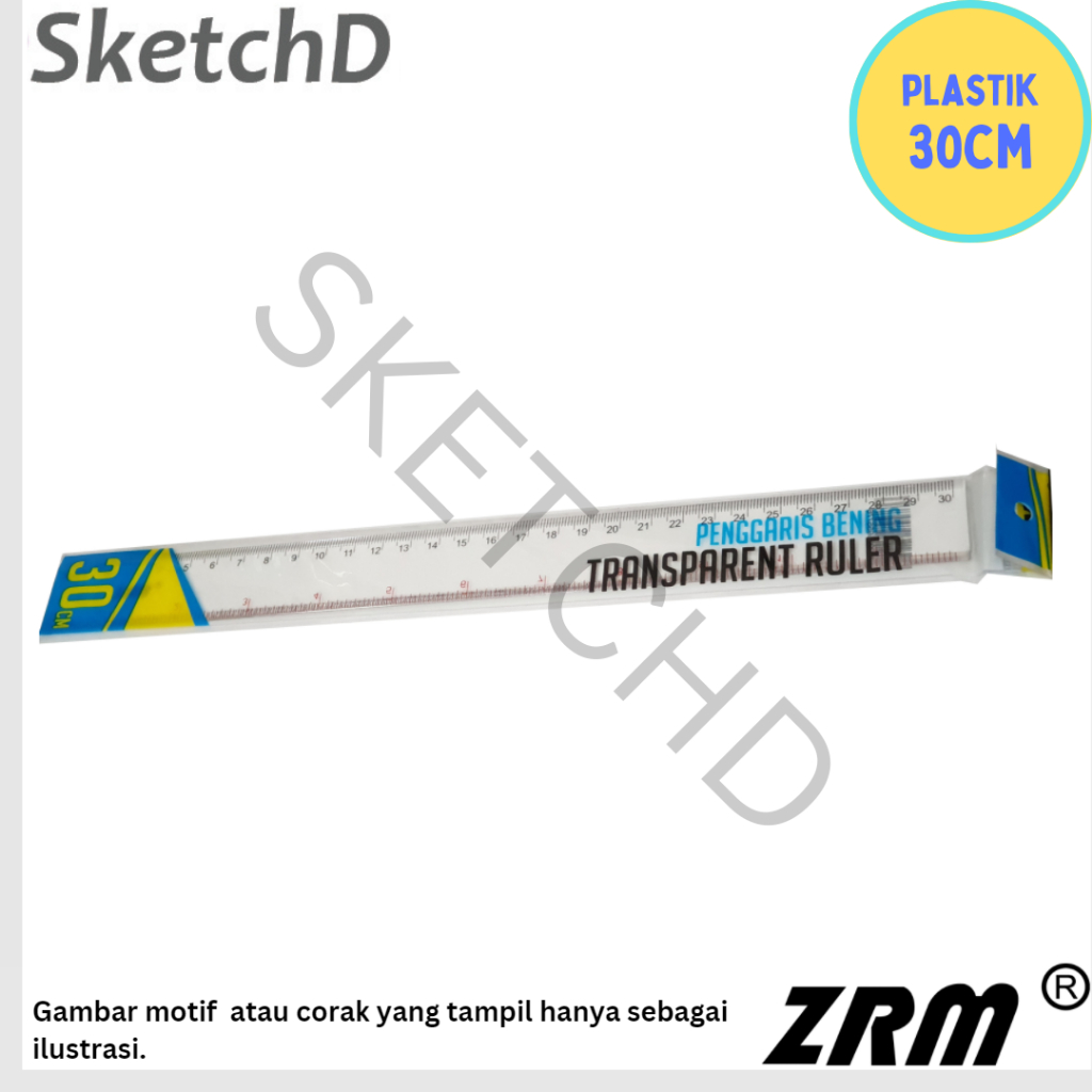 

Mistar Plastik Penggaris 30cm Transparan / Clear ZRM Ruler