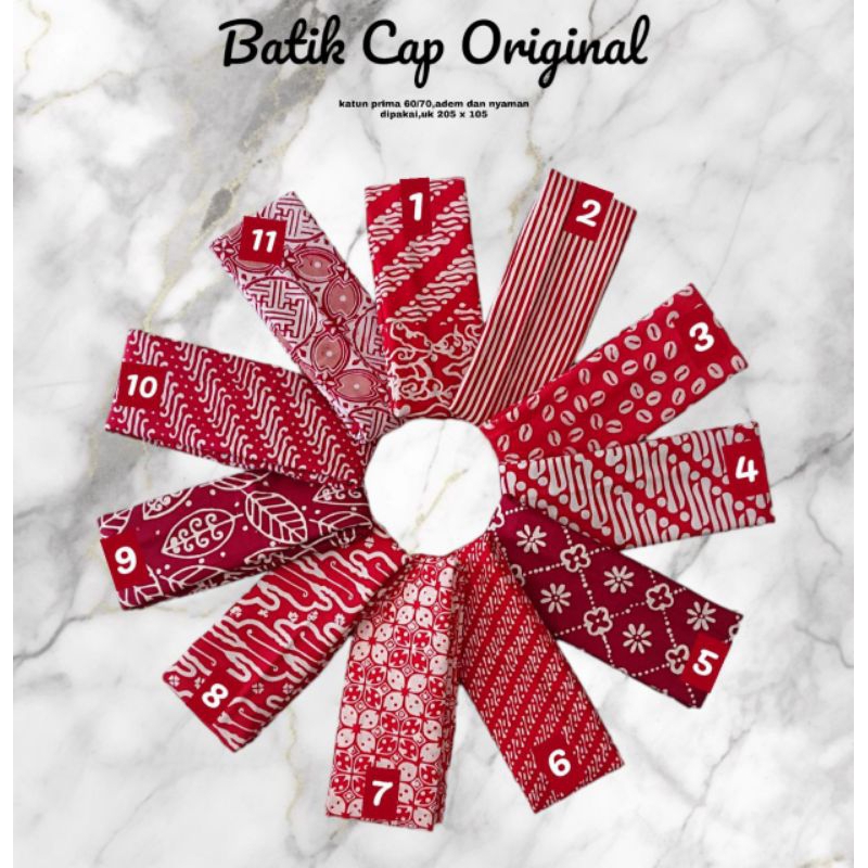 STRPE8014 KAIN BATIK CAP MERAH PUTIH BAHAN BATIK CAP MERAH PUTIH