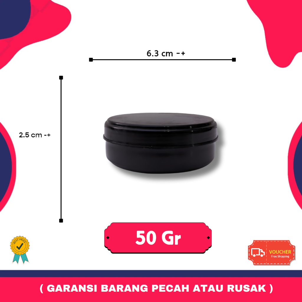 Pot Lulur 50gr Hitam | Wadah Pomade 50gram | Pot Kosmetik Skincare 50 GR