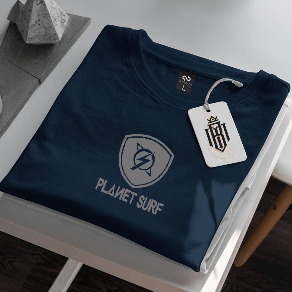 PROMO COD.. Kaos Distro Planet Surf 01 Text Silver Premium Kaos Oblong Cowok Kaos Pria Atasan Pria K