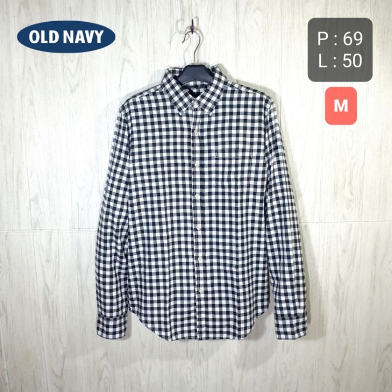 Kemeja Kasual Kerja Pria OLD NAVY Button Down Shirt Second Original