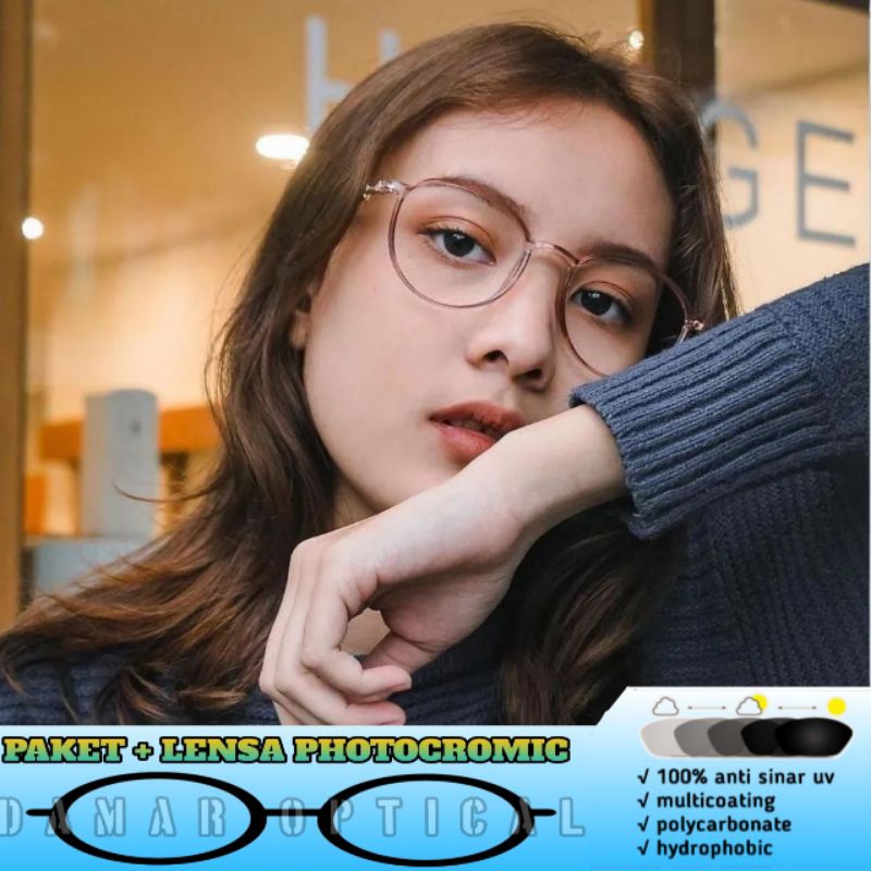 KACAMATA MINUS FRAME 2247 PAKET + FRAME PHOTOCROMIC MINUS & CYL | KACAMATA WANITA ANTIRADIASI | KACA