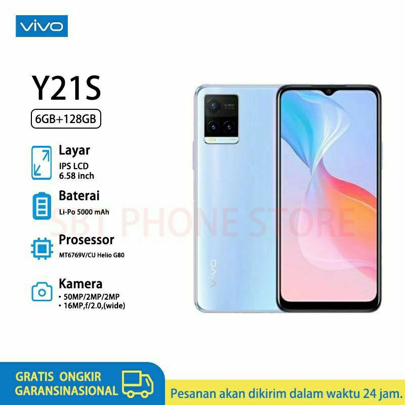 ￼HP VIVO Y21s/Y15s Ram 8/256GB Smartphone LET 6.51 inches Dual SIM 50MP+8MP Handphon