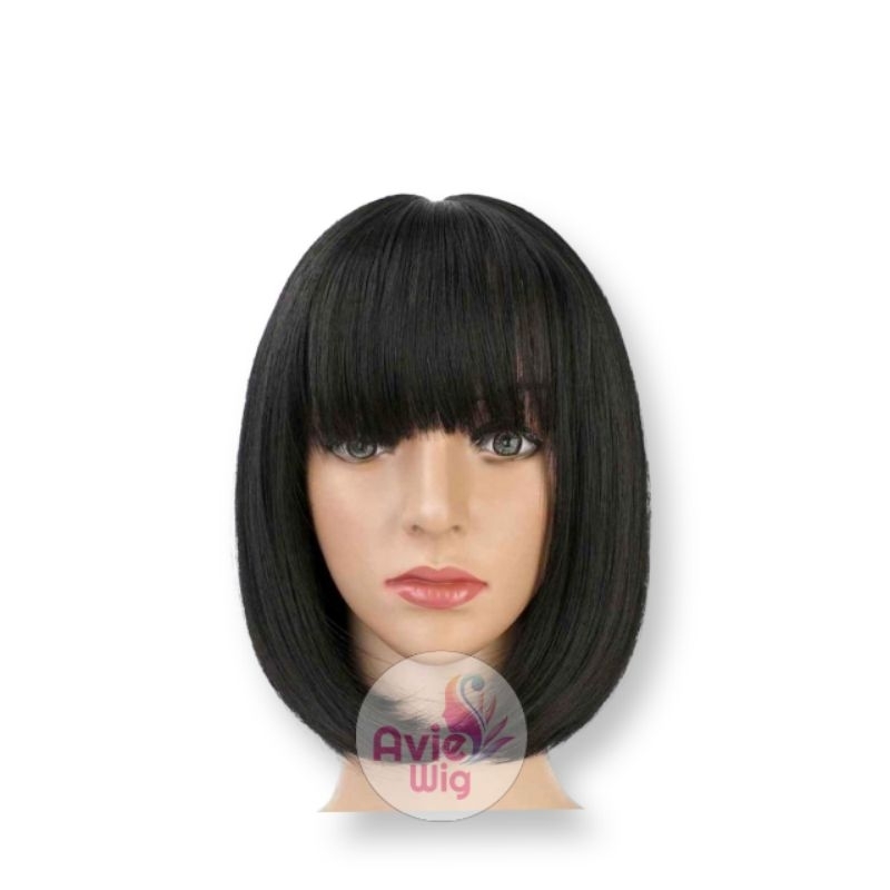 Wig Bob Pendek Poni depan Rambut Palsu Wanita Pendek Sebahu
