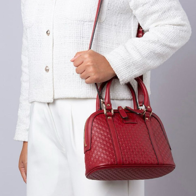 Original Gucci Guccissima Micro GG Mini Dome / Small Alma Satchel Top Handle Bag