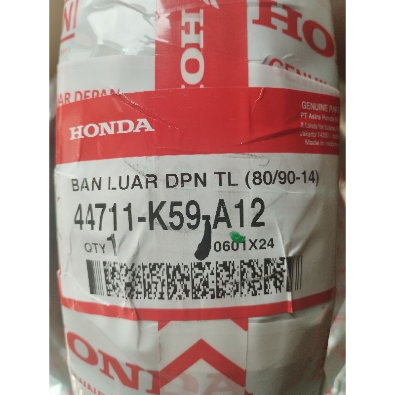 (FREE PENTIL TUBELESS) Ban tubeless AHM K59 80/90 14 ban depan beat fi, beat karbu, vario fi, vario 