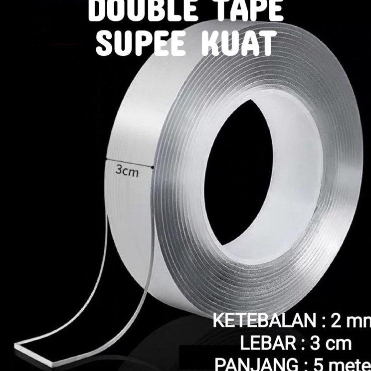 

Produk Trending 3gram2mmX5meter Double Tape Nano Tape Ivy Grip Tape Isolasi Selotip 2 Sisi Kuat Dicuci