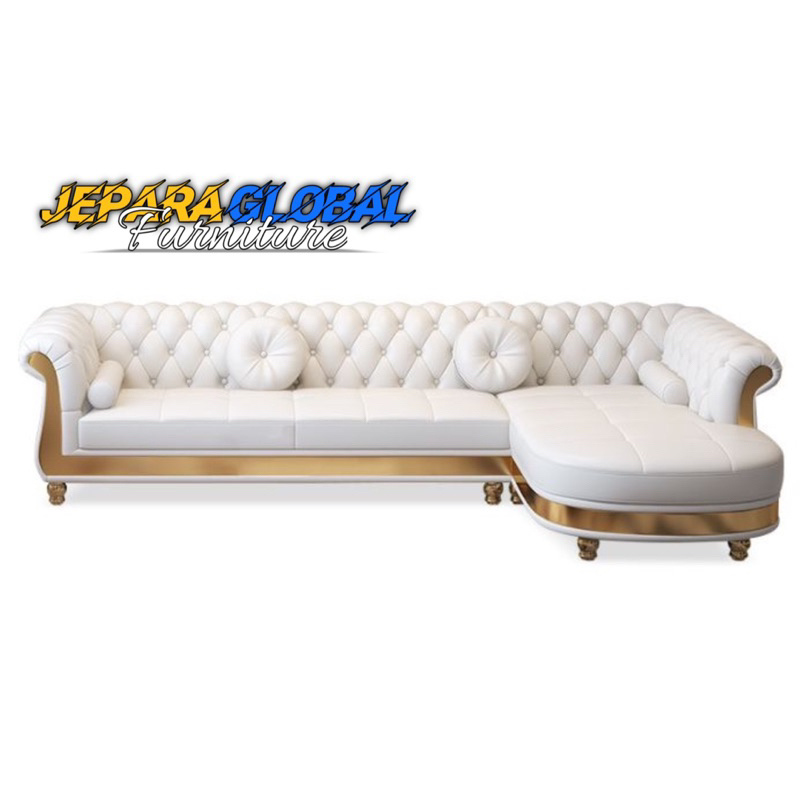 Kursi sofa sudut cesterfiel list gold - sofa tamu - sofa bed - kursi sofa modern - sofa jati - kursi