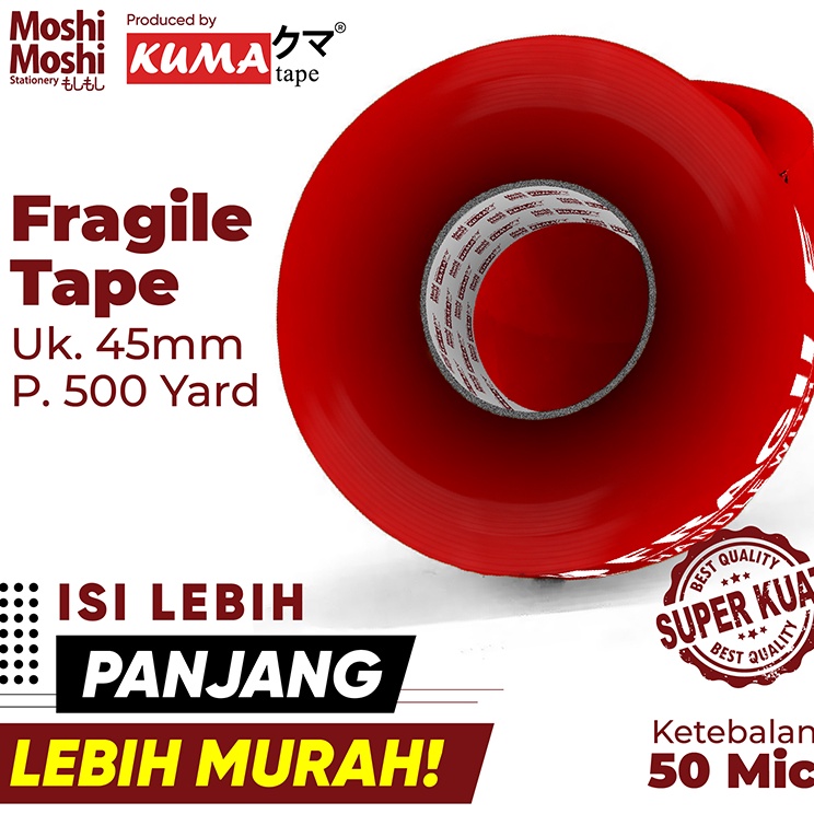 

Borong Buruan Lakban Fragile Moshi Kuma 2 inch 5 Yard Isolasi Tape Perekat Kuat