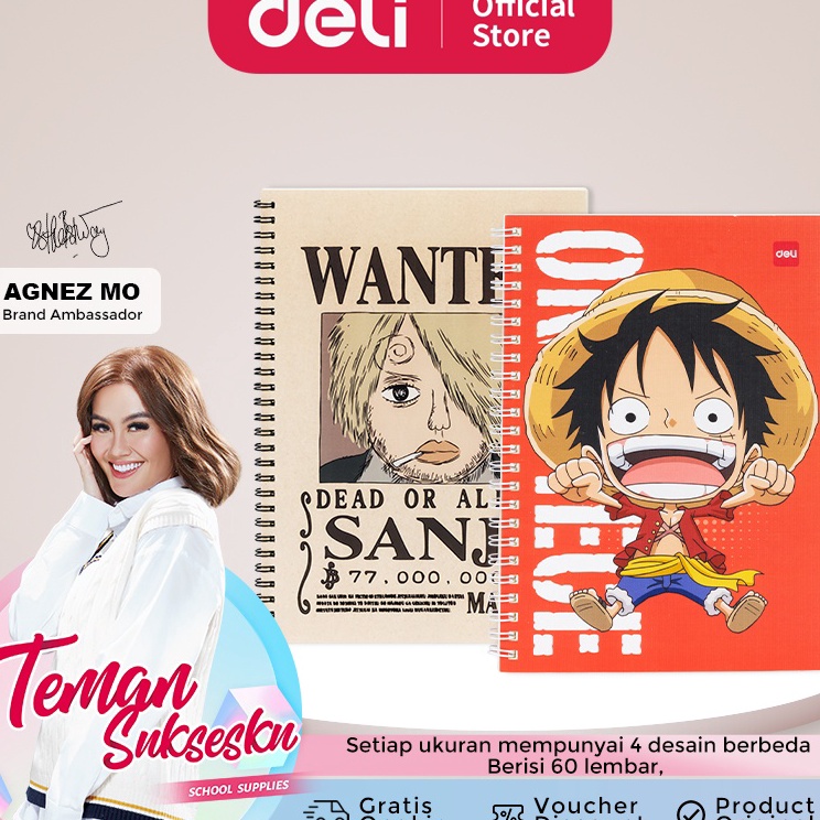 

Special Order Deli One Piece Spiral Notebook Buku Tulis Buku Catatan Spiral A5 B5 6 Lembar 7 GSM One Piece Kertas Halus EN4 EN3