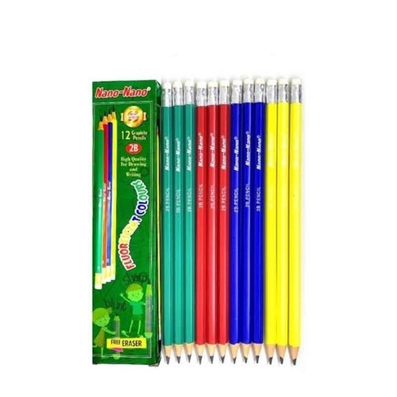 

Pensil Kayu 2B Nano Nano Dengan Penghapus Isi 12 Pcs