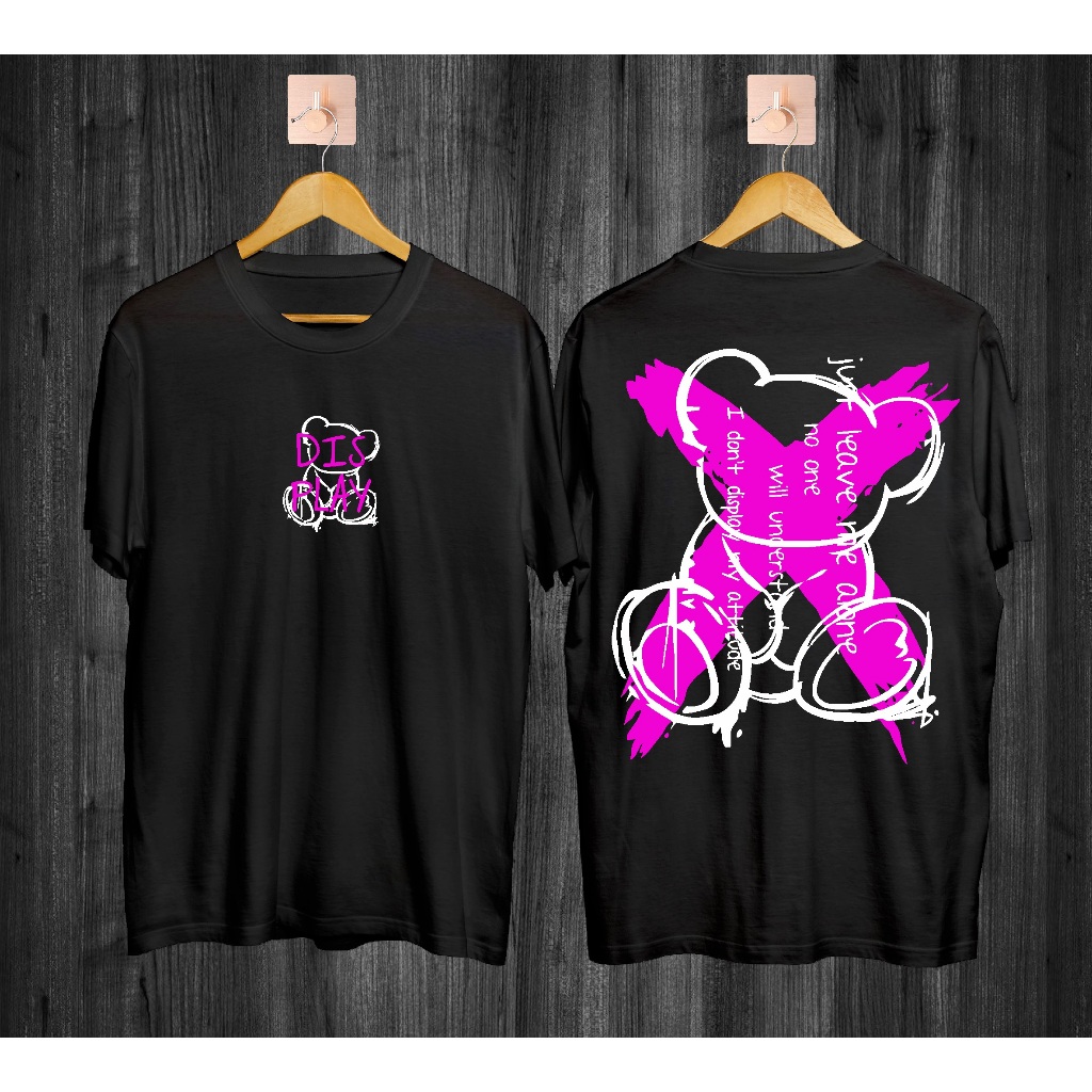 Kaos Distro pria Kaos Motif Bear X Hitam Baju Kaos Lengan Pendek Keren Kaos Gambar Beruang Atasan Co