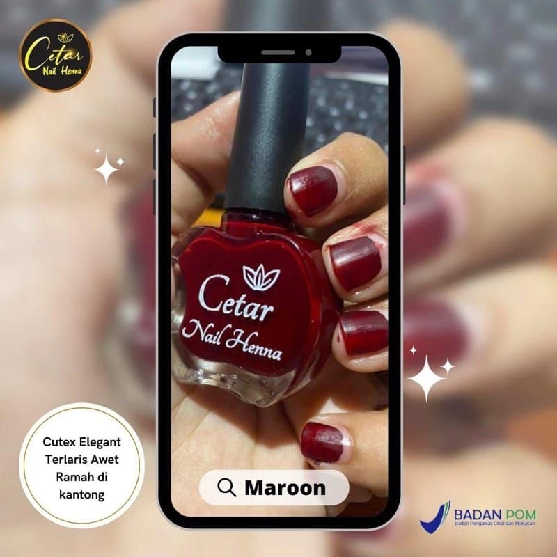 CETAR NAIL HENNA Tuffah nail henna kutek halal muslimah hena cat kuku kutek gel inai kuku kitek hala