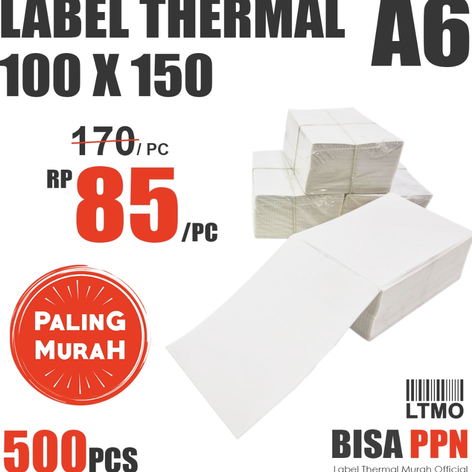

Paket Meriah Label Barcode CF MURAH 1 x 15 A6 kertas stiker thermal 5 pcs