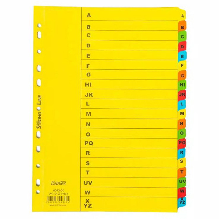 

Hot Product Bantex Pembatas Binder Divider A4 2 Lembar Index Alphabet