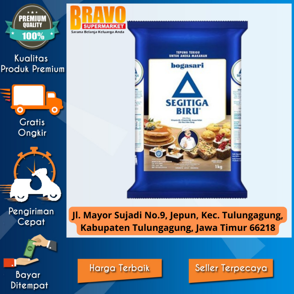 

Bravo Supermarket Tulungagung - TEPUNG TERIGU SEGITIGA BIRU 1 KG