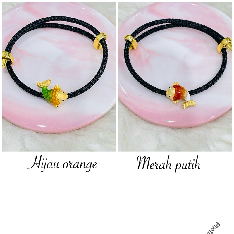 gelang tali with liontin ikan koi lucu imut emas asli kadar 700