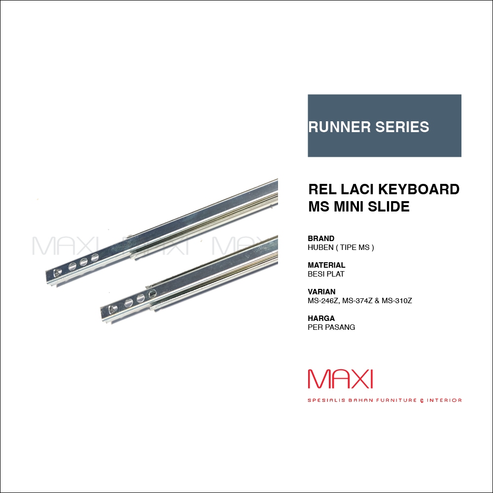 HUBEN Rel LACI Mini Slide Keyboard Single Track MS17 Series MS17- 246/310/374 mm