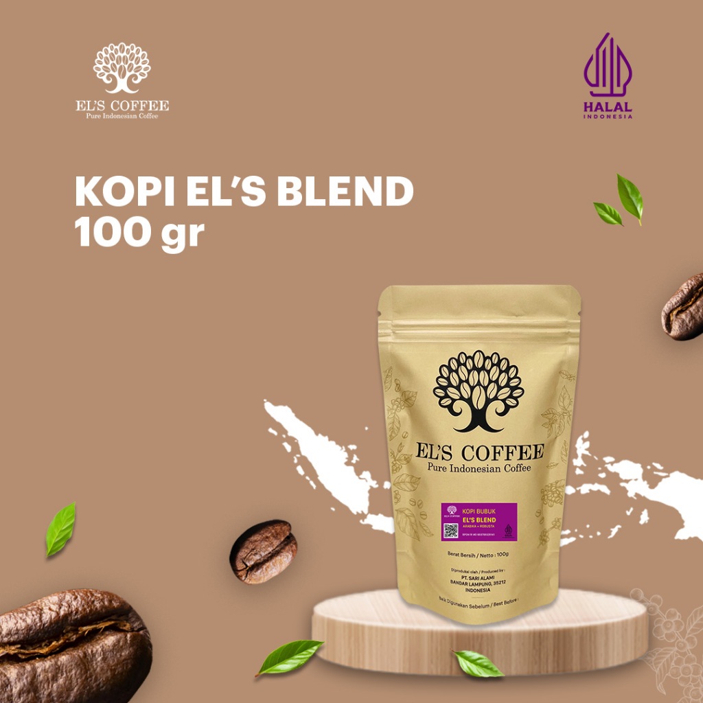 

EL'S COFFEE Blend Arabika Robusta 100Gr Pure Indonesia Coffee Beans / Fine / Course Roasted Kopi