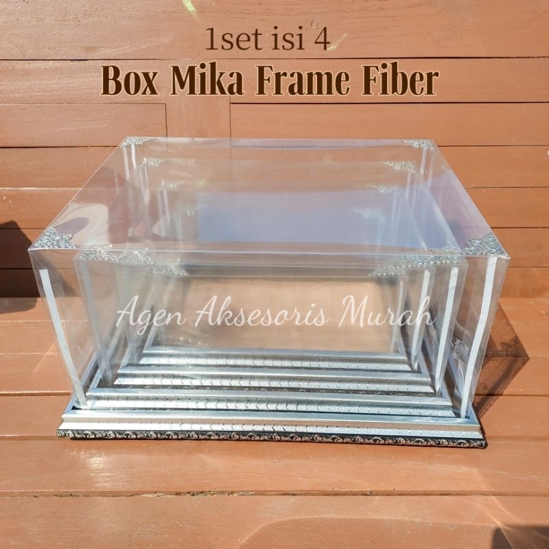 

1set isi 4 Box Mika Hantaran Frame Fiber - Kotak Seserahan Mika Polos