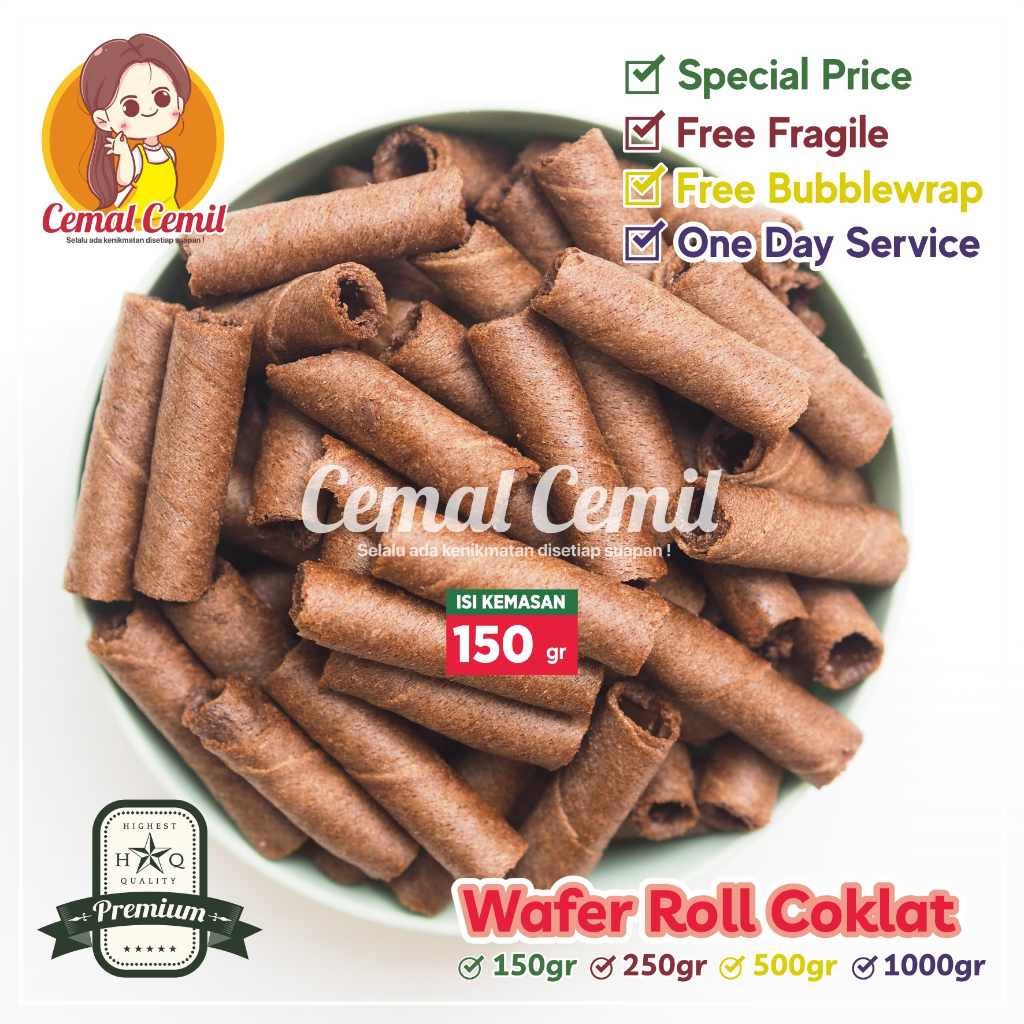 

Cemal Cemil : Wafer Roll Cokelat 150gr-Snack/Cemilan/Camilan