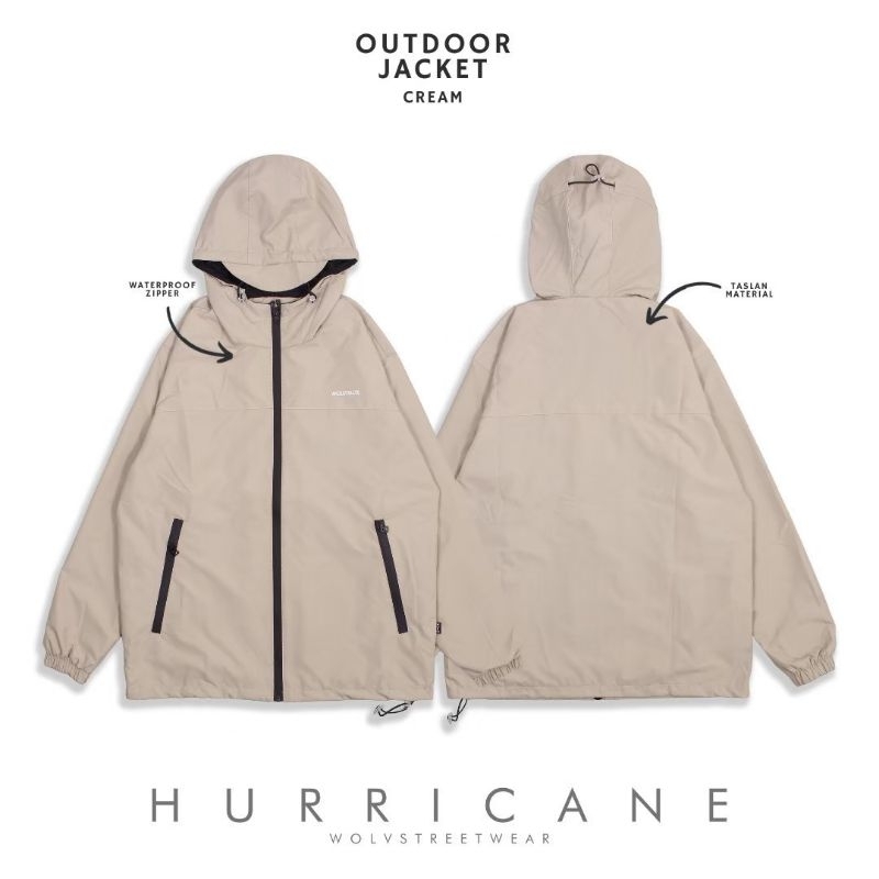 Jaket Wolv Jaket Outdoor Hurricane Cream Jaket Parasut Jaket Unisex
