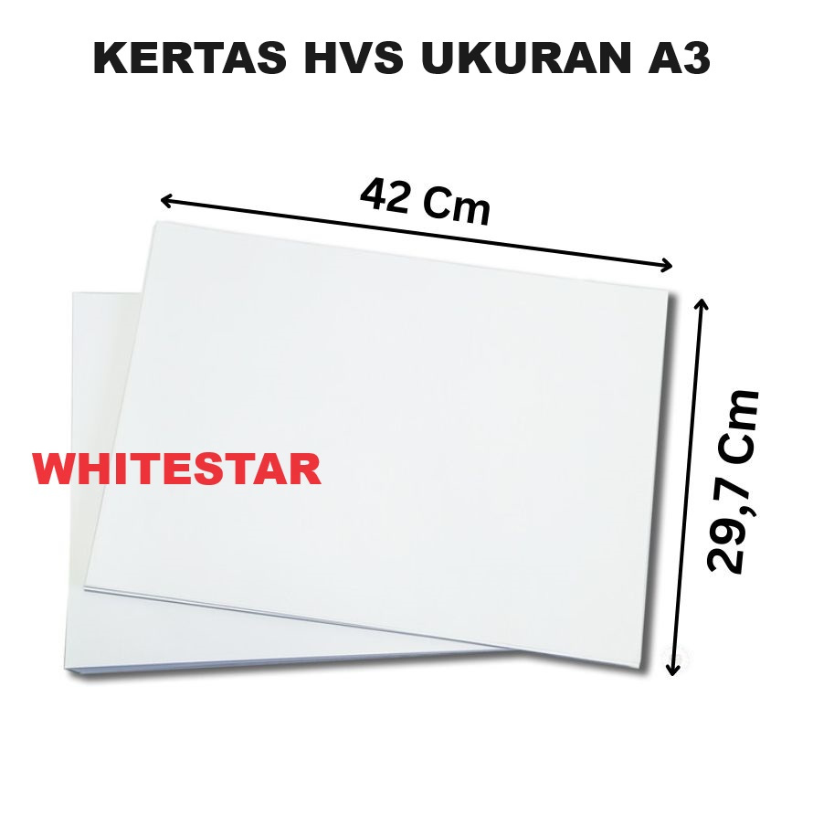 

(50 lembar) kertas hvs ukuran A3 70 , 80 , 100 gsm / gr ecer sidu / sinar dunia / paperone