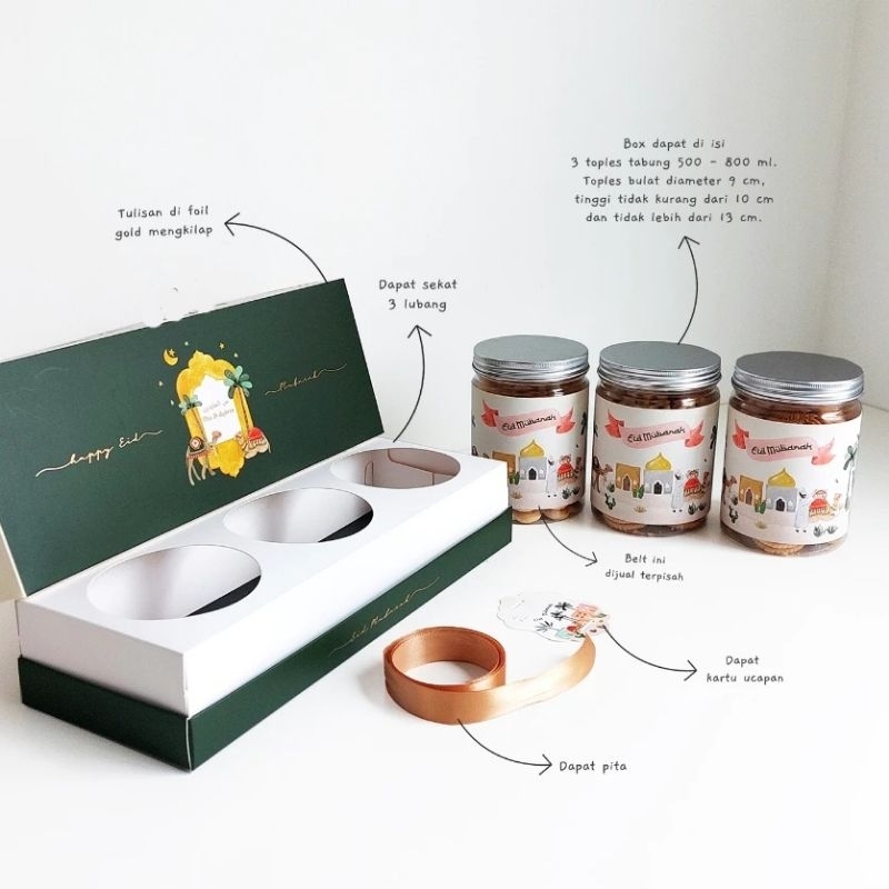 

Box Lebaran Dus Hampers Kotak Idul Fitri Sekat 3 Kado Hampers