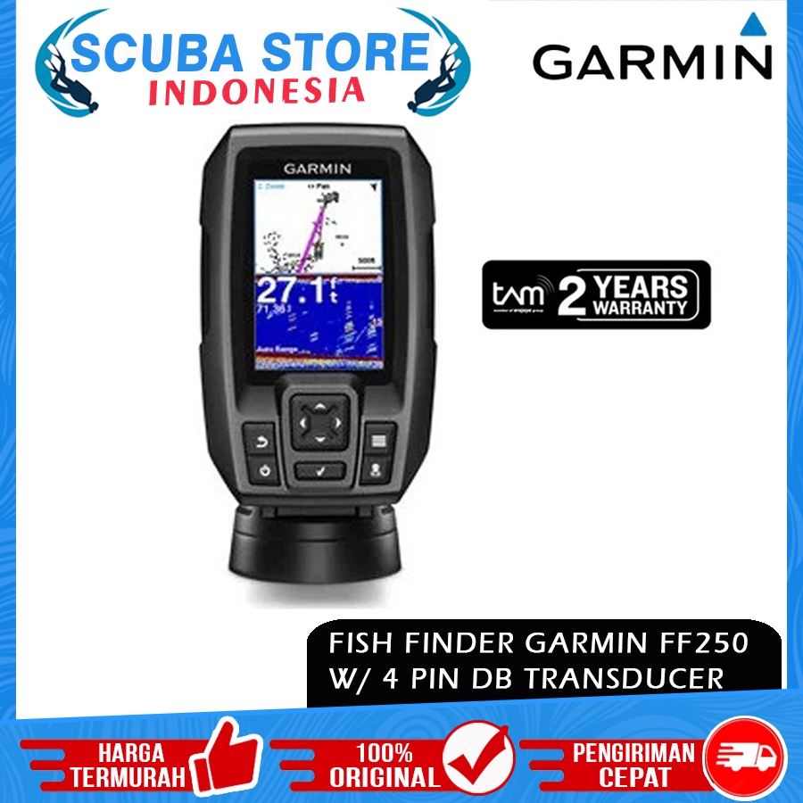 Fish Finder Garmin FF250 GPS FF 250 with 4-Pin DB Transducer Alat Pelacak Ikan Kapal Marine Original