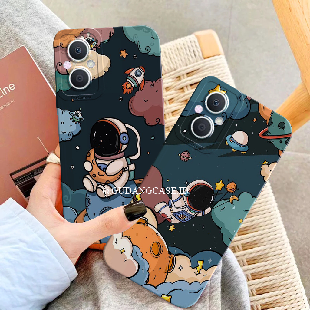 Sillikon Oppo Reno 7z 5g/ Reno 7 8/ Reno 8 Pro/ Reno 8 Plus 4G 5G Motif Astronot Case Pro Camera Len
