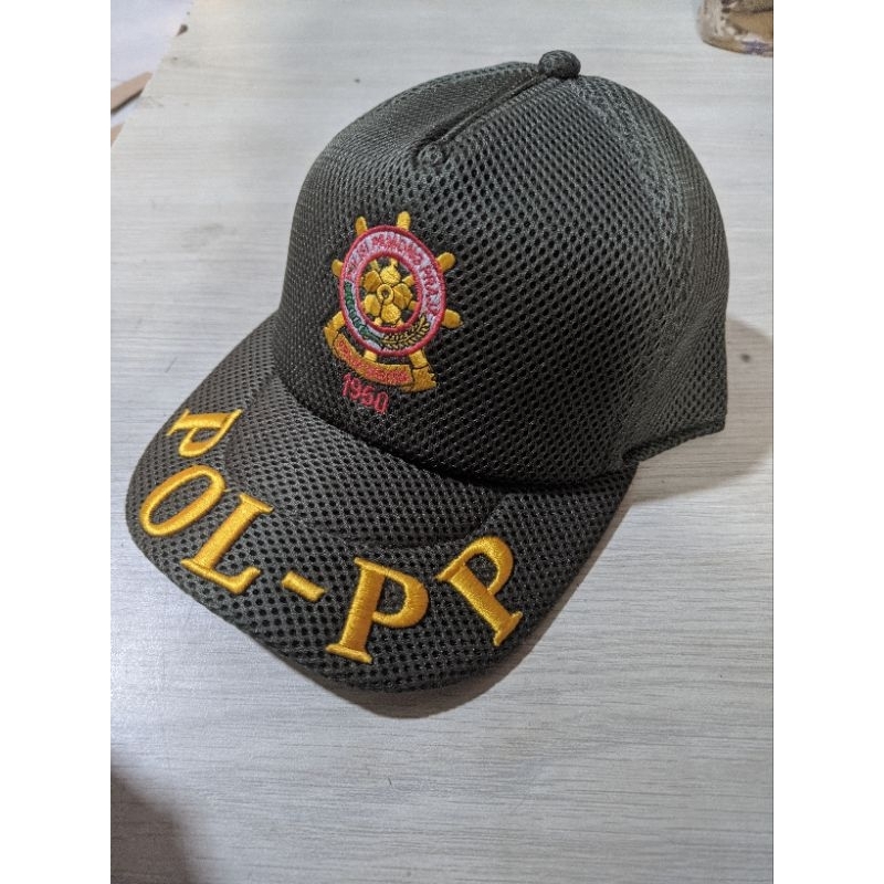 Topi jaring Pol Pp Hijau -topi dinas pol pp logo bordir