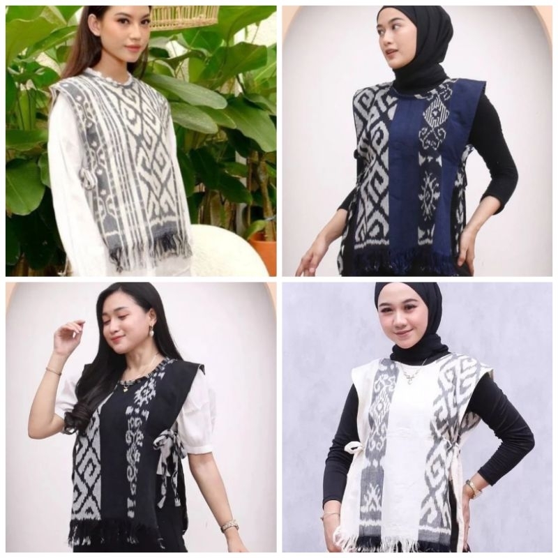 Rompi Tenun Etnik Wanita Pria - Vest Tenun Motif