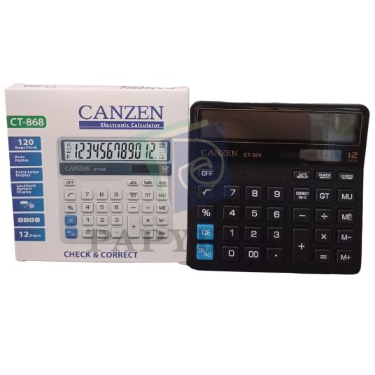 

CALCULATOR / KALKULATOR TOKO DAGANG BISNIS KERJA / KALKULATOR CHECK & CORRECT / CALCULATOR 12 DIGIT / CALCULATOR CANZEN CT868