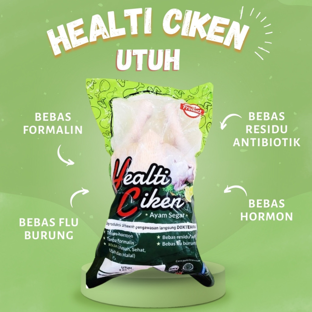 

Healti Ciken - Ayam Utuh - Healthy Chicken - Daging Ayam Sehat - Daging Ayam Frozen