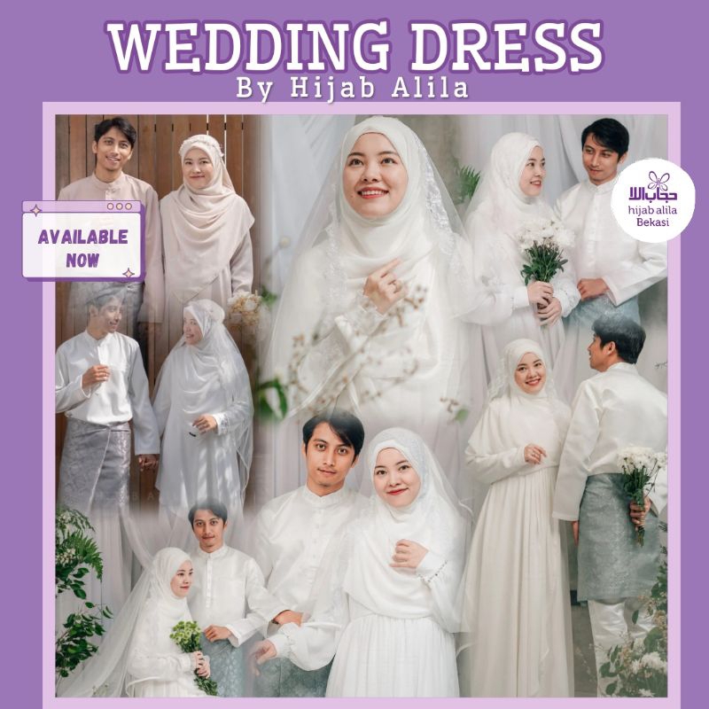 SET AKAD SYAR'I HIJAB ALILA | BAJU PENGANTIN | WEDDING DRESS BROKEN WHITE SERIES