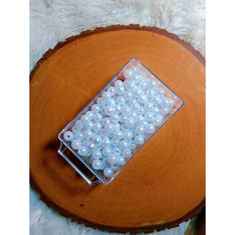 Manik Mutiara Sintetis Putih Bersih 8mm