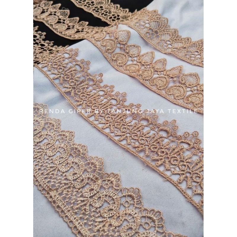 RENDA GIPER 6 cm warna milo Ready Motip Terbaru