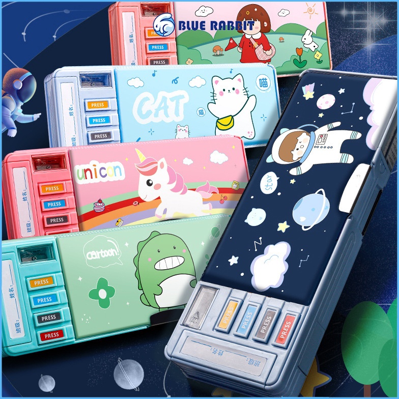 

KODE N6V BlueRabbit Tempat Pensil Multifungsi Motif Untuk Anak Kotak Pensil Pola Kartun Lapisan Ganda dan Tunggal dengan Rautan Kapasitas